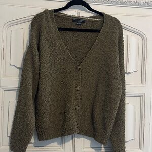 Cozy Olive Button-Up Cardigan